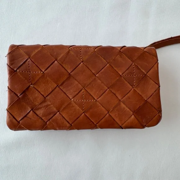 Vilenca Holland Cognac Brown Woven Leather Wallet - Super Soft! - Picture 5 of 11